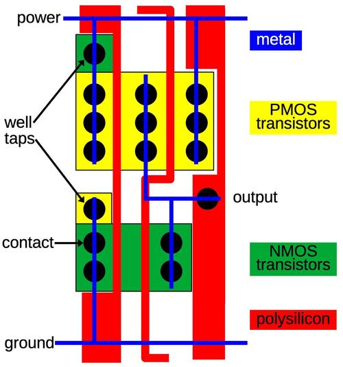A standard cell for NAND in the Intel 386.