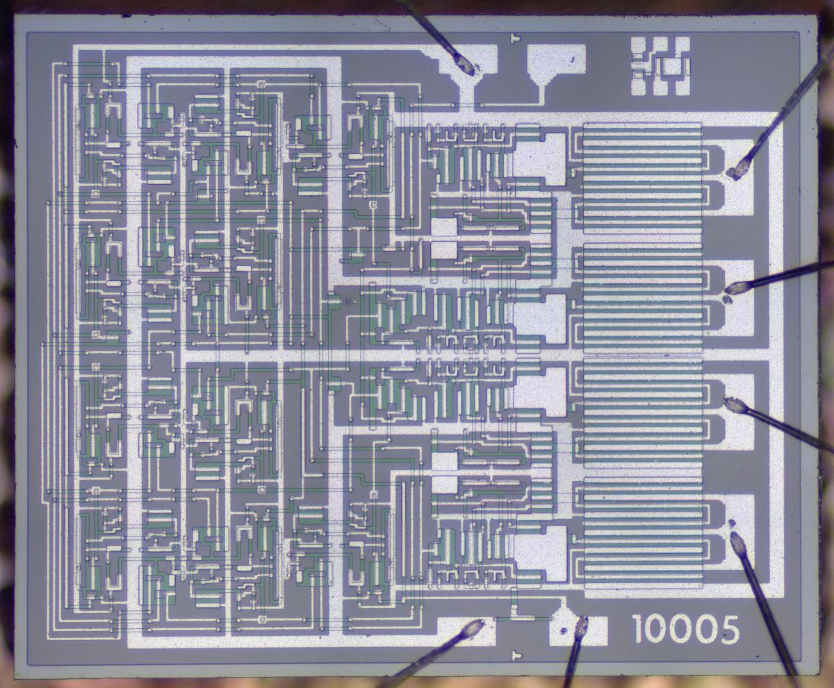 Die photo of the CG2341 clock generator. This photo (and many others) courtesy of Francois Gueissaz.